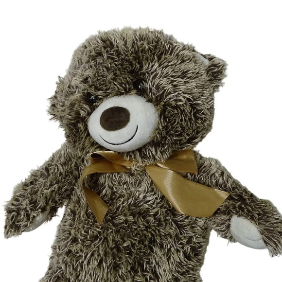FAO Schwarz Plush Teddy Bear Brown Stuffed Animal Golden Ribbon 18 inch 2018 - Picture 3 of 7